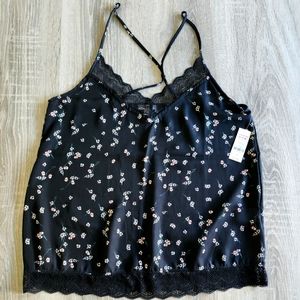 NWT Black floral Tank Top